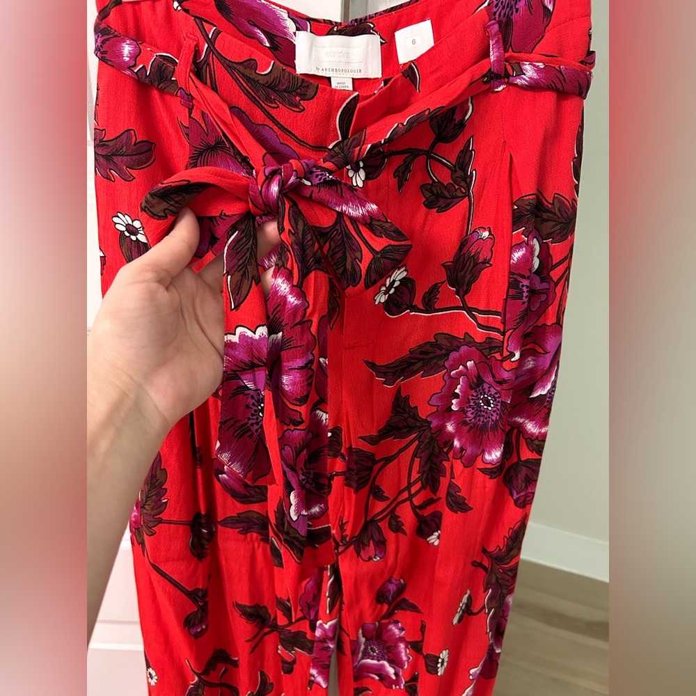 Anthropologie Wide-Leg Floral Pants Sz 6 - Picture 7 of 14